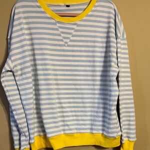 Striped Crewneck Sweater with Yellow Accents